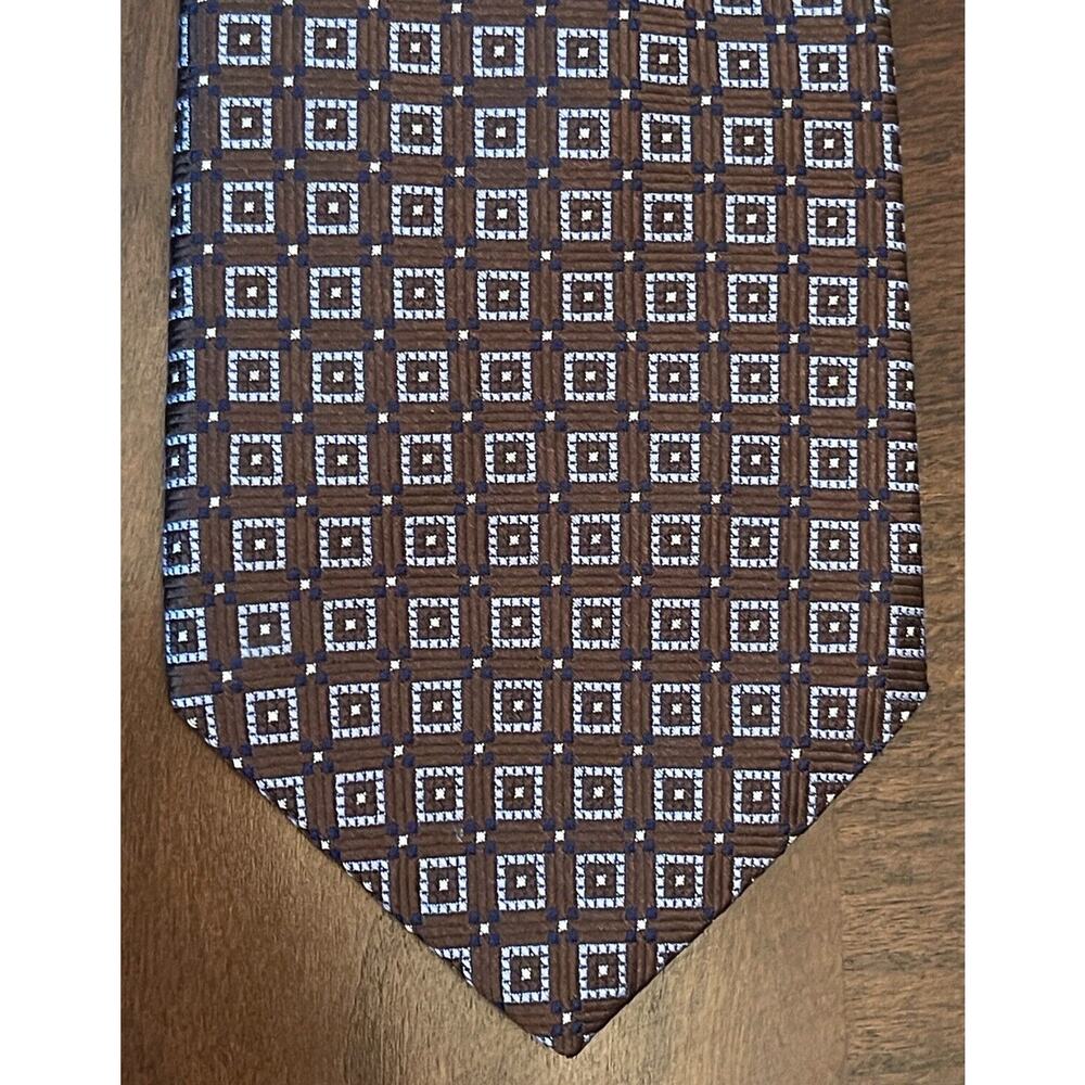 HSM Brown Blue 100% Imported Silk Men’s Neck Tie Made In Usa